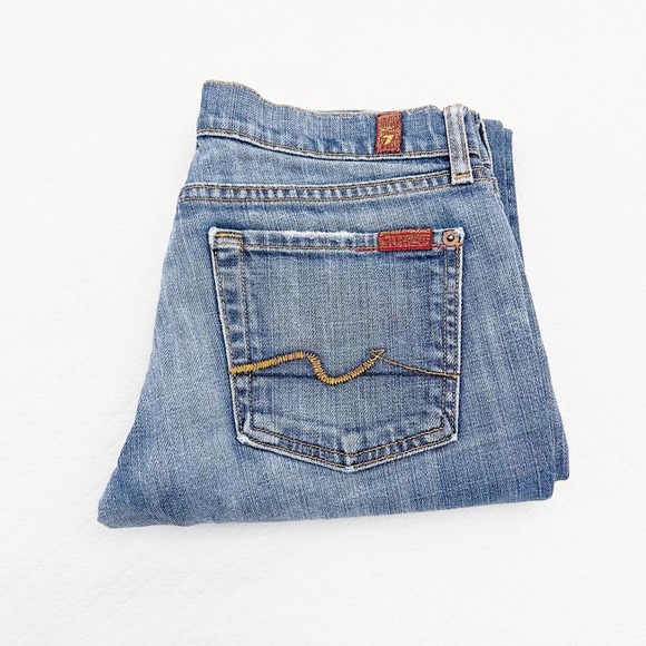 7 For All Mankind Bootcut Denim Jeans Medium Wash SZ27 - Picture 8 of 8